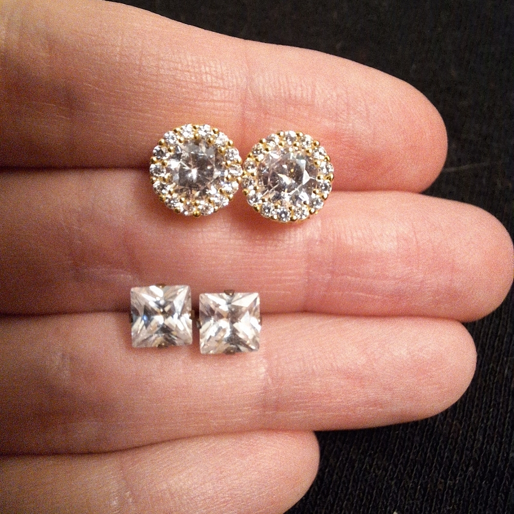 Elegant Gold and Silver Stud Earrings Set